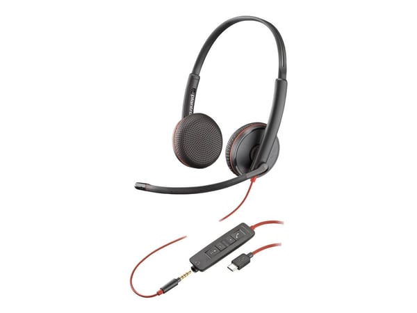 HP Poly Blackwire C3225 - Blackwire 3200 Series - hodesett - on-ear - kablet - USB-C, 3,5 mm jakk - svart - Skype Certified, Cisco Jabber Certified...