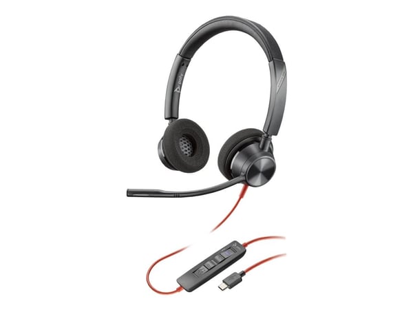 HP Poly Blackwire 3320 - Blackwire 3300 series - hodesett - on-ear - kablet - USB-C - svart