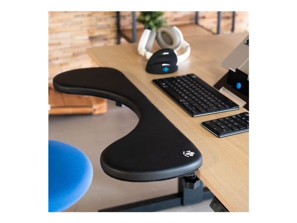R-Go Ergonomic Armrest - Monteringssett (brakett, skrivebordsklemmemontering, armstøtte) - vinyl, tre - svart