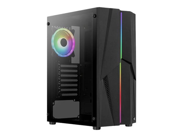 AeroCool Mecha - MT - ATX - sidepanel med vindue (hærdet glas) - ingen strømforsyning (ATX) - sort - USB/Lyd