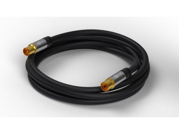 goobay - Antennekabel - IEC-kobling hunn til IEC-kobling hann - 10 m - firenivåsskjerming - 135 dB - svart - solid