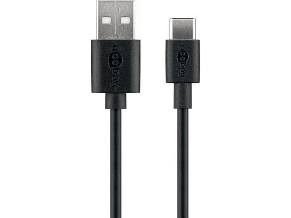 goobay - USB-kabel - USB (hann) til USB-C (hann) - USB 2.0 - 3 A - 1 m - svart