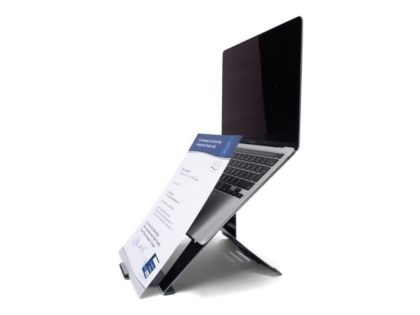 R-Go Document laptop stand Riser - Notebookstativ - ergonomic folding and adjustable, with document holder, AGR certified - 10" - 22" - svart