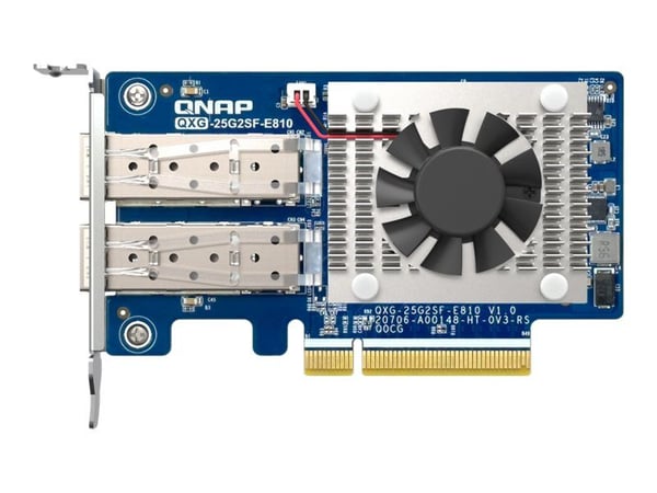 QNAP QXG-25G2SF-E810 - Nettverksadapter - PCIe 4.0 x8 lav profil - 25 Gigabit SFP28 x 2 - for P/N: CAB-DAC15M-SFP28, CAB-DAC30M-SFP28, TRX-10GITSFP...