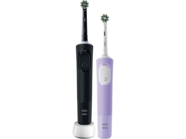 Oral-B Vitality Pro D103 Duo elektrisk tannbørste 2 stk Black/Purple