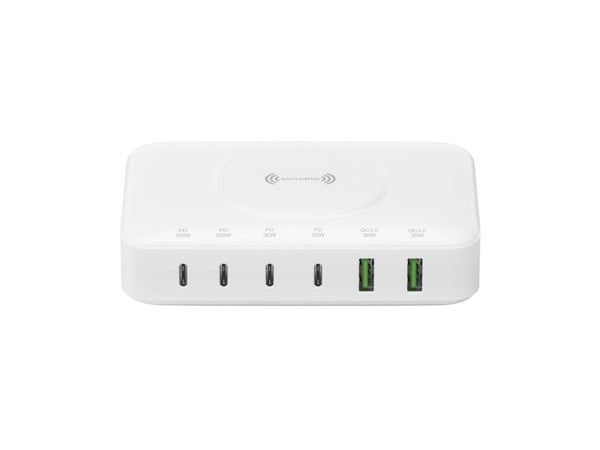 4smarts - Ladestasjon - 7 i 1 - 100 watt - 5 A - PD/PPS, PD 3.0, QC 3.0, HiSilicon Fast Charging, AFC - 6 utgangskontakter (USB-C, USB)