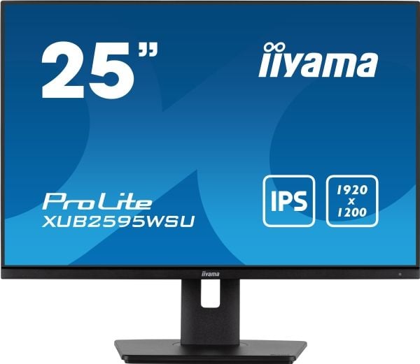 iiyama ProLite XUB2595WSU-B5 - LED-skjerm - 25" - 1920 x 1200 WUXGA - IPS - 300 cd/m² - 1000:1 - 4 ms - HDMI, VGA, DisplayPort - høyttalere - svart...