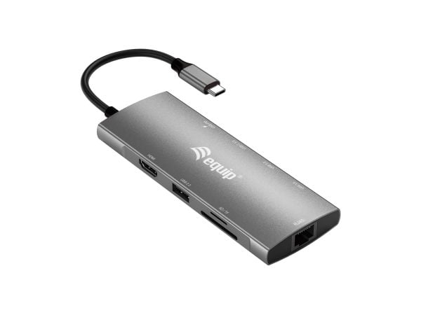 Utrusta 133490, trådbunden, USB 3.2 Gen 1 (3.1 Gen 1) Type-C, 100 W, 10 100 1000 Mbit/s, Grå, MicroSD (TransFlash), SD, SDHC, SDXC