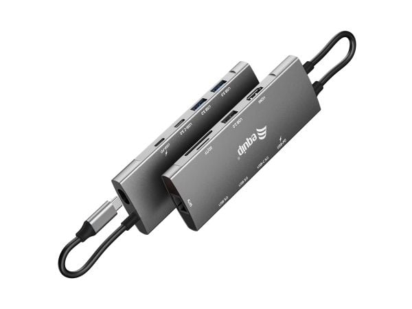 Equip 133490, Koblet med ledninger (ikke trådløs), USB 3.2 Gen 1 (3.1 Gen 1) Type-C, 100 W, 10,100,1000 Mbit/s, Grå, MicroSD (TransFlash), SD, SDHC...
