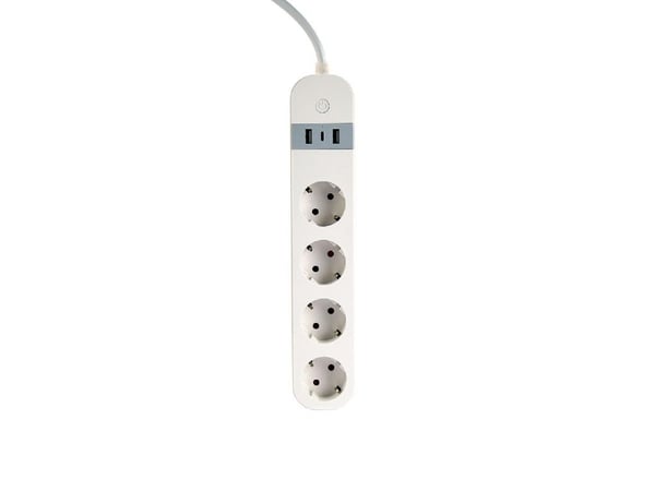 Gembird TSL-PS-S4U-01-W - Smart kraftlist - AC 230 V - 3680 watt - Wi-Fi - ingång: Typ F - utgångskontakter: 4 (Typ F, 2 x USB, USB-C) - 1.5 m slad...