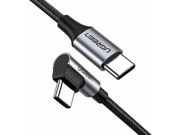 Ugreen US255 kulmikas USB-C - USB-C 480Mbps kaapeli 0.5m - musta/harmaa Ugreen US255 kulmikas USB-C - USB-C 480Mbps kaapeli 0.5m - musta/harmaa