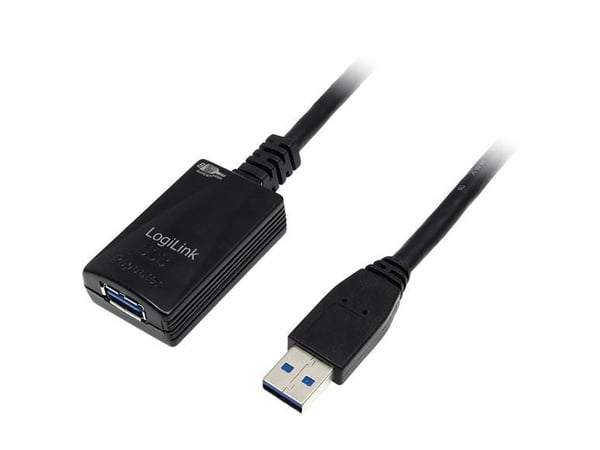 LogiLink 5.0m USB 3.0 M/F, 5 m, USB A, USB A, USB 3.2 Gen 1 (3.1 Gen 1), Hankjønn/hunkjønn, Sort