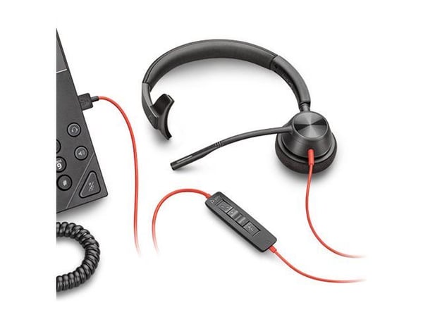 HP Poly Blackwire 3315 - Blackwire 3300 series - hodesett - on-ear - kablet - 3,5 mm jakk, USB-C - svart - UC-sertifisert
