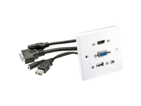 Lindy 60220, HDMI + VGA + USB A + 3.5mm, Valkoinen, Muovi, 86 mm, 86 mm