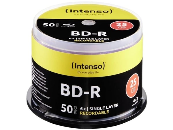 Intenso 5001115, 25 GB, BD-R, Kakeboks, 50 stykker