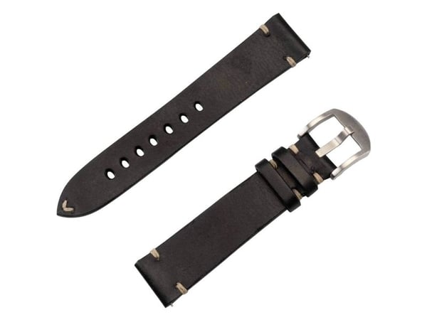 JT Berlin Klokkebånd Alex II Vintage | Universal 20mm | svart - rustfritt stål | M | 10844 (10844)