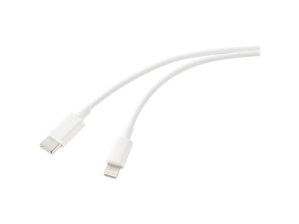 Renkforce RF-5724080, 2 m, Lightning, USB C, Uros, Uros, Valkoinen