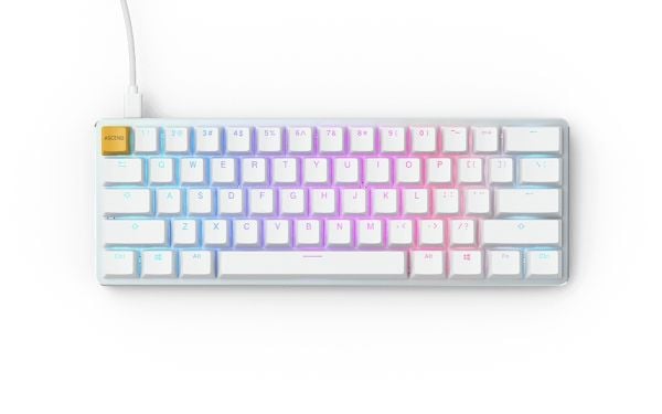 Glorious PC Gaming Race GMMK, Koblet med ledninger (ikke trådløs), USB, Mekanisk nøkkelbryter, QWERTY, RGB LED, Sølv, Hvit