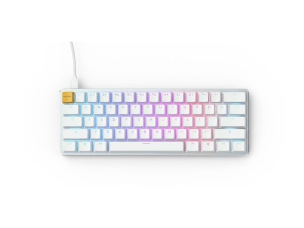 Glorious PC Gaming Race GMMK, Koblet med ledninger (ikke trådløs), USB, Mekanisk nøkkelbryter, QWERTY, RGB LED, Sølv, Hvit