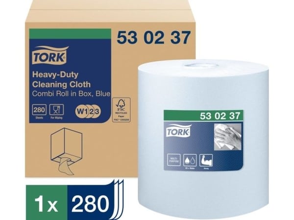 Aftørringsklud Tork Kraftig W1-3 38x32cmx106m 280ark/kar - (280 ark pr. karton)