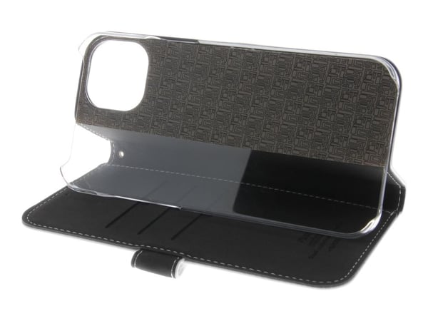 Insmat Exclusive - Lommebok for mobiltelefon - ekte skinn, polykarbonat, kartong+papir+aluminiumsfolie - hvit - for Apple iPhone 15