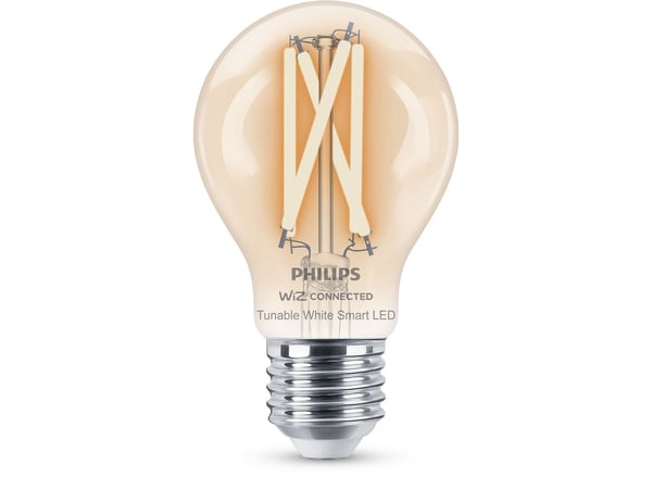 Philips Smart - LED-filamentlyspære - form: A60 - klar finish - E27 - 7 W (ekvivalent 60 W) - klasse E - avstembar hvit - 2700-6500 K