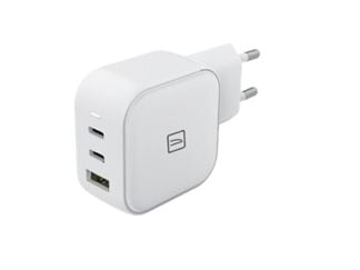 Tucano - Strømadapter - 65 watt - PD, QC 3.0 - 3 utgangskontakter (USB-type A, 2 x USB-C) - hvit - Europa