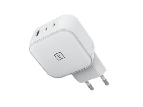 Tucano - Strømadapter - 65 watt - PD, QC 3.0 - 3 utgangskontakter (USB-type A, 2 x USB-C) - hvit - Europa