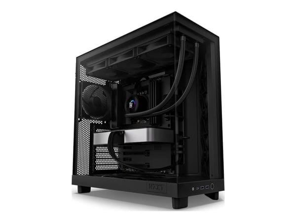 NZXT H series H6 Flow - Mid tower - ATX - sidepanel med vindu (herdet glass) - ingen strømforsyning - matt svart - USB/lyd