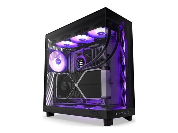 NZXT H series H6 Flow RGB - Mid tower - ATX - sidepanel med vindu (herdet glass) - ingen strømforsyning - matt svart - USB/lyd