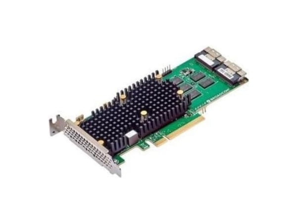 Broadcom 9660-16i, PCIe, SAS, SATA, SFF-8654, Låg profil, PCIe 4.0, Svart, Grön, Silver, 3000000 h