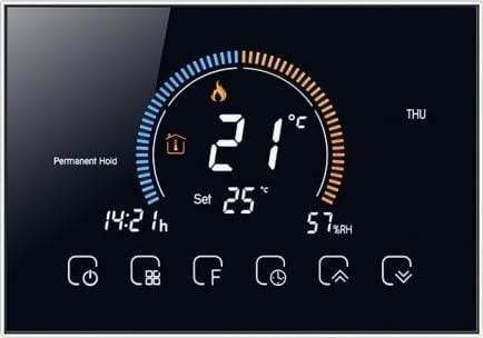 Renov8 Smart Wi-Fi-termostat med farge-LCD for gassfyr med tørrkontakt – kompatibel med 86x86 og rund 60 mm boks