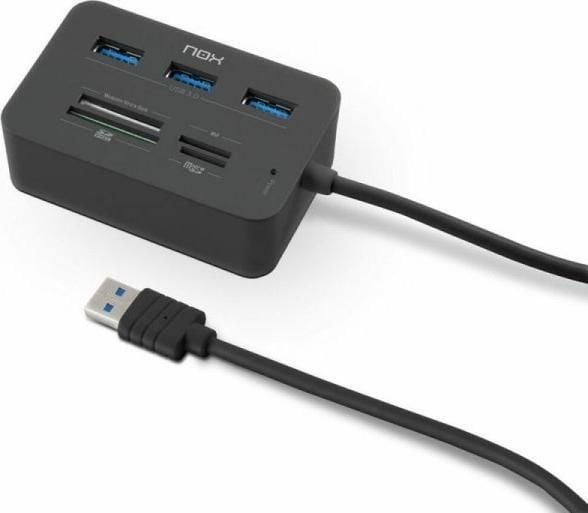 NOX Lite Reader One, Ledningsført, USB 3.2 Gen 1 (3.1 Gen 1) Type-A, Sort, MS Duo, MS Micro (M2), MicroSD (TransFlash), SDHC, 5 Gbit/sek., USB