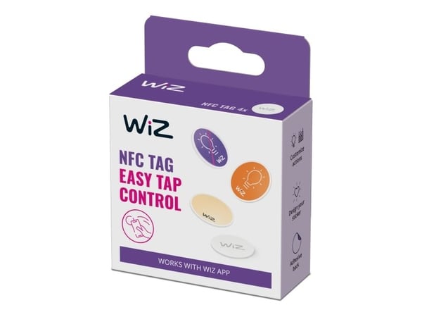 WiZ NFC-tag, 4 deler, Trådløs, NFC, Hvit, IP20, Plast, Ikke nødvendig