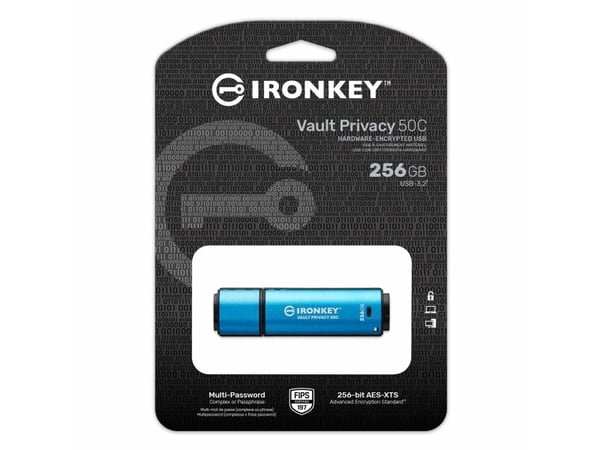 Kingston IronKey Vault Privacy 50C IKVP50C - USB-flashstasjon - kryptert - 512 GB - USB 3.2 Gen 1 - TAA-samsvar