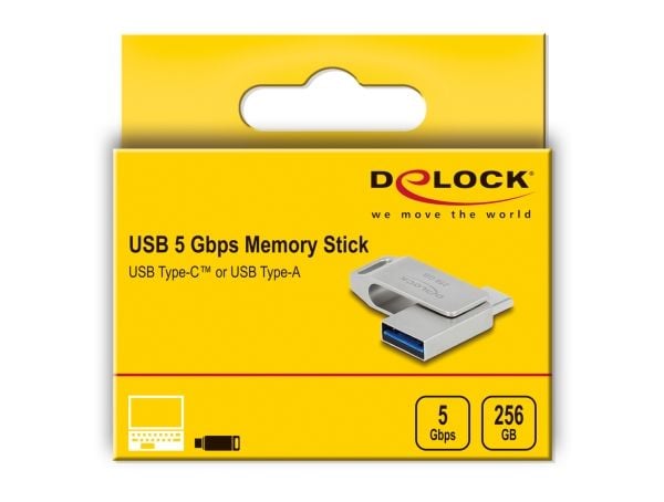 Delock - USB flash-enhet - 256 GB - USB 3.0/USB typ C