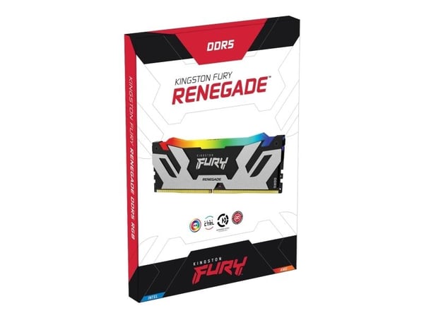 Kingston FURY Renegade RGB - DDR5 - sett - 32 GB: 2 x 16 GB - DIMM 288-pin - 8000 MT/s / PC5-64000 - CL38 - 1.45 V - ikke-bufret - on-die ECC - sva...
