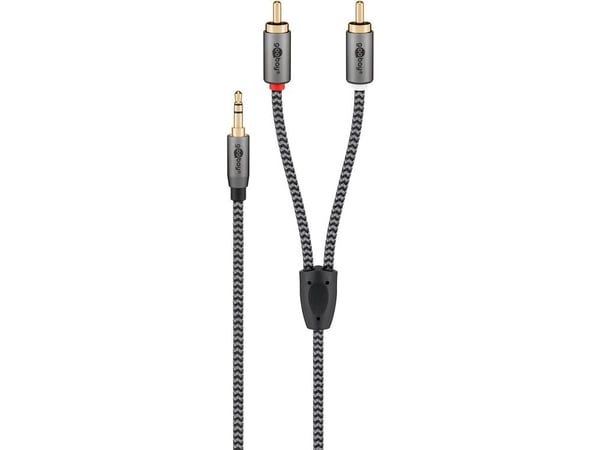 Goobay 65285, 3.5mm, Hankjønn, 2 x RCA, Hankjønn, 1 m, Sort, Sølv