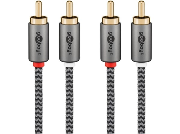 Goobay 65295, 2 x RCA, Handkontakt, 2 x RCA, Handkontakt, 5 m, Grå