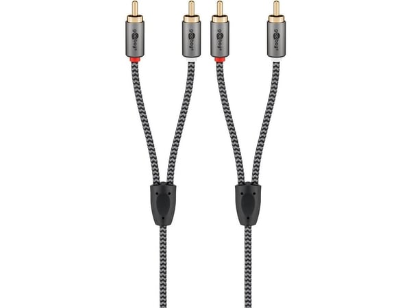 Goobay 65295, 2 x RCA, Handkontakt, 2 x RCA, Handkontakt, 5 m, Grå