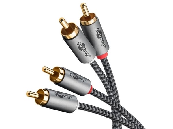Goobay 65295, 2 x RCA, Handkontakt, 2 x RCA, Handkontakt, 5 m, Grå