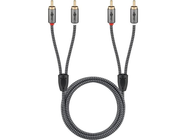 Goobay 65295, 2 x RCA, Handkontakt, 2 x RCA, Handkontakt, 5 m, Grå