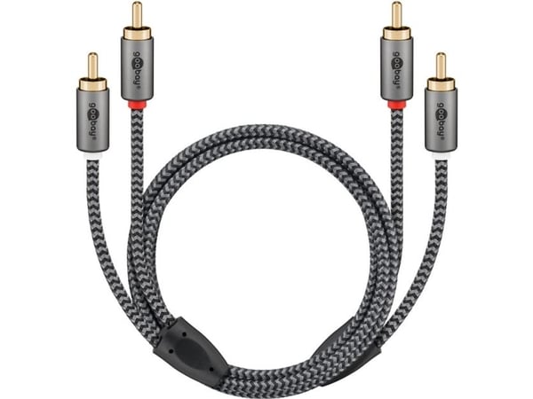 Goobay 65295, 2 x RCA, Handkontakt, 2 x RCA, Handkontakt, 5 m, Grå