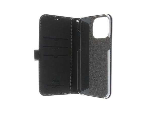 Insmat Exclusive - Lommebok for mobiltelefon - ekte skinn, polykarbonat, kartong+papir+aluminiumsfolie - hvit - for Apple iPhone 15 Pro