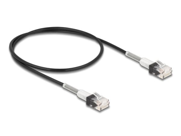 Delock - Koblingskabel - RJ-45 (hann) til RJ-45 (hann) - 50 cm - 3 mm - UTP - CAT 6a - halogenfri, formstøpt, slank - svart