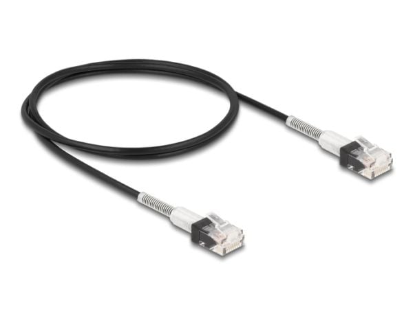 Delock - Koblingskabel - RJ-45 (hann) til RJ-45 (hann) - 1 m - 3 mm - UTP - CAT 6a - halogenfri, formstøpt, slank - svart
