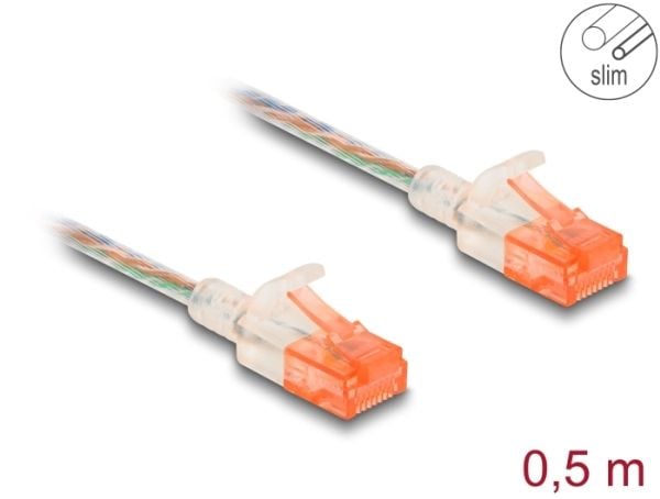 DeLOCK 80352, 0,5 m, Cat6a, U/UTP (UTP), RJ-45, RJ-45, Läpinäkyvä