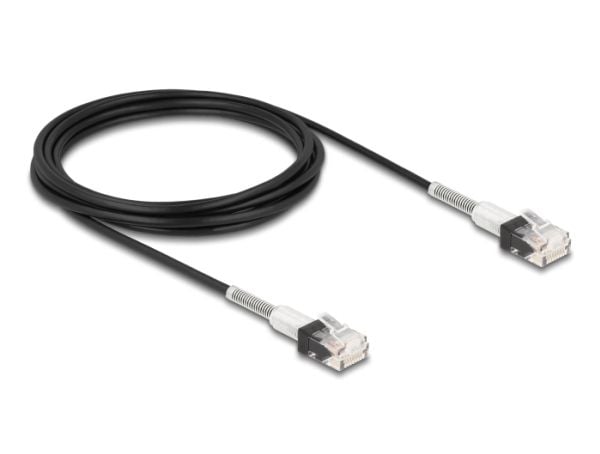 Delock - Koblingskabel - RJ-45 (hann) til RJ-45 (hann) - 3 m - 3 mm - UTP - CAT 6a - halogenfri, formstøpt, slank - svart