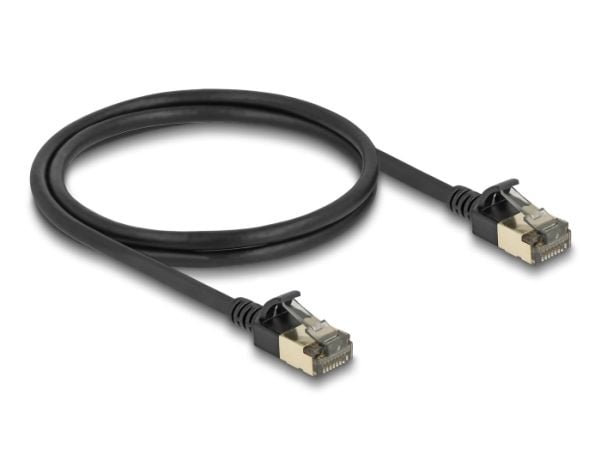Delock - Nettverkskabel - RJ-45 (hann) til RJ-45 (hann) - 1 m - 4.5 mm - FTP - CAT 8.1 - halogenfri, uten hindringer, slank - svart