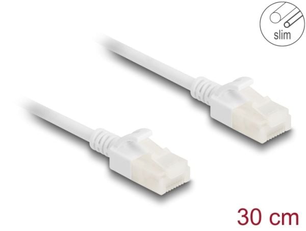 DeLOCK 80357, 0,3 m, Cat6a, U/UTP (UTP), RJ-45, RJ-45, Valkoinen